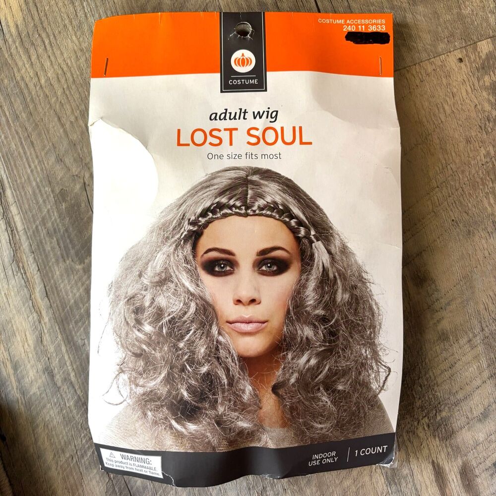 Lost Soul Adult Wig Gray Silver Braided Halloween Witch Ghost Costume One Size